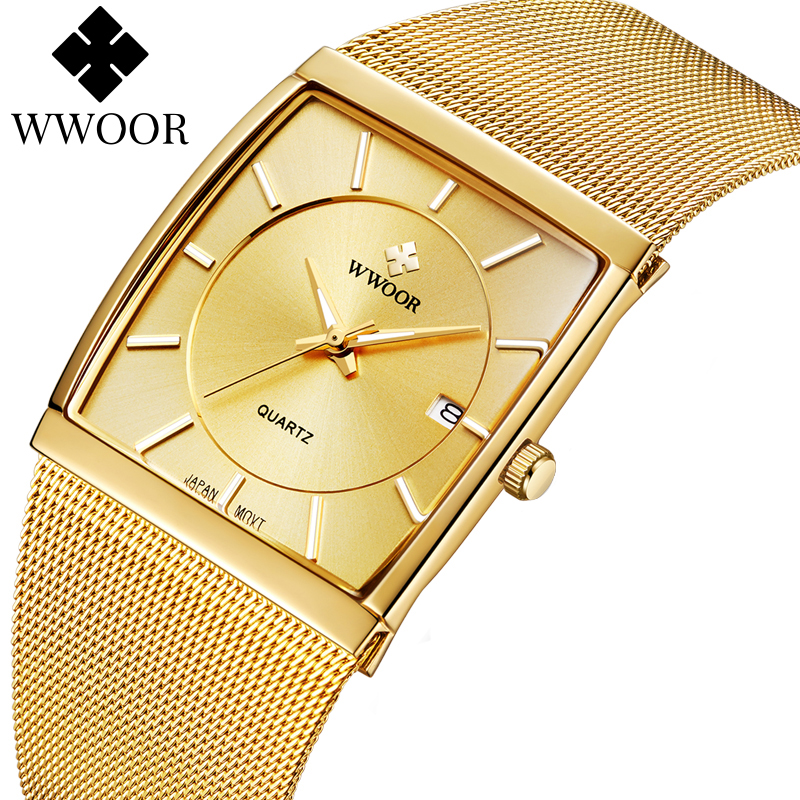 Luxury Watch In Japan - Wwoor Brand Luxury Gold Men Square