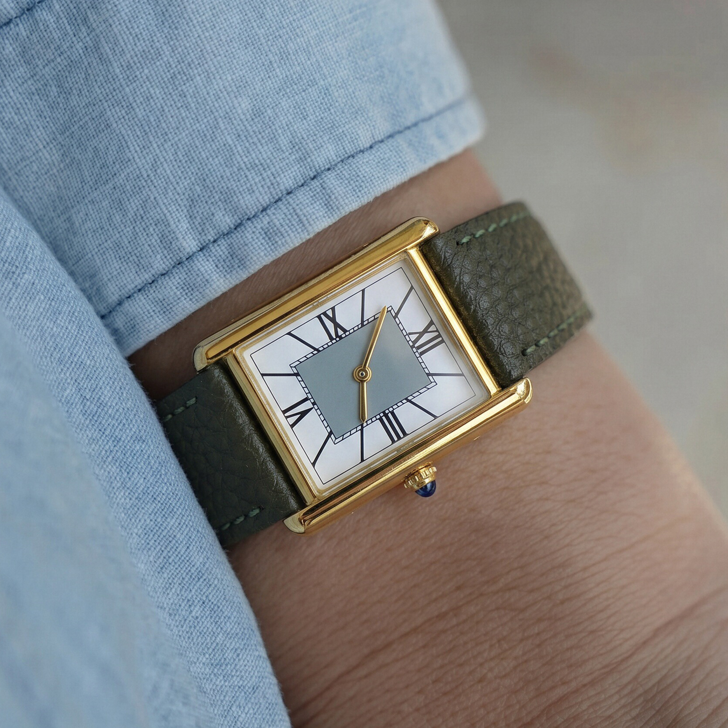 Luxury Watch With Green Dial - CILOA Luxury Minimalist Square Watch, Gold