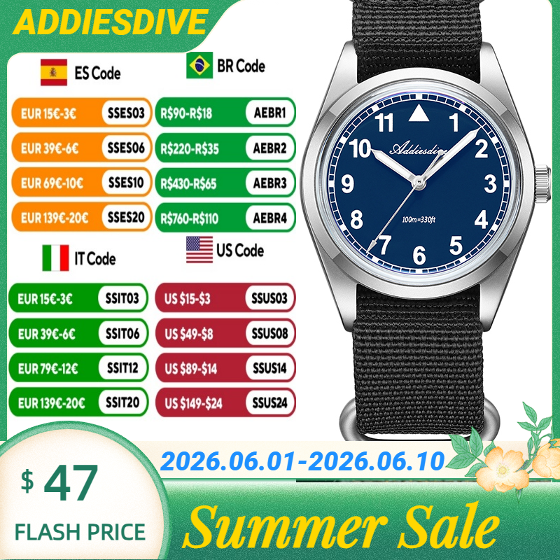 Luxury Watch In Japan - ADDIESDIVE 10Bar Waterproof 316L Stainless Steel