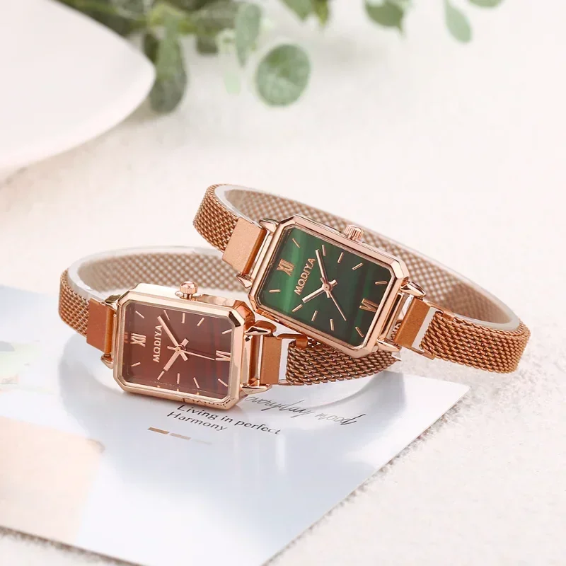 Luxury Watch With Green Dial - Women Watches Fashion Square Ladies Quartz