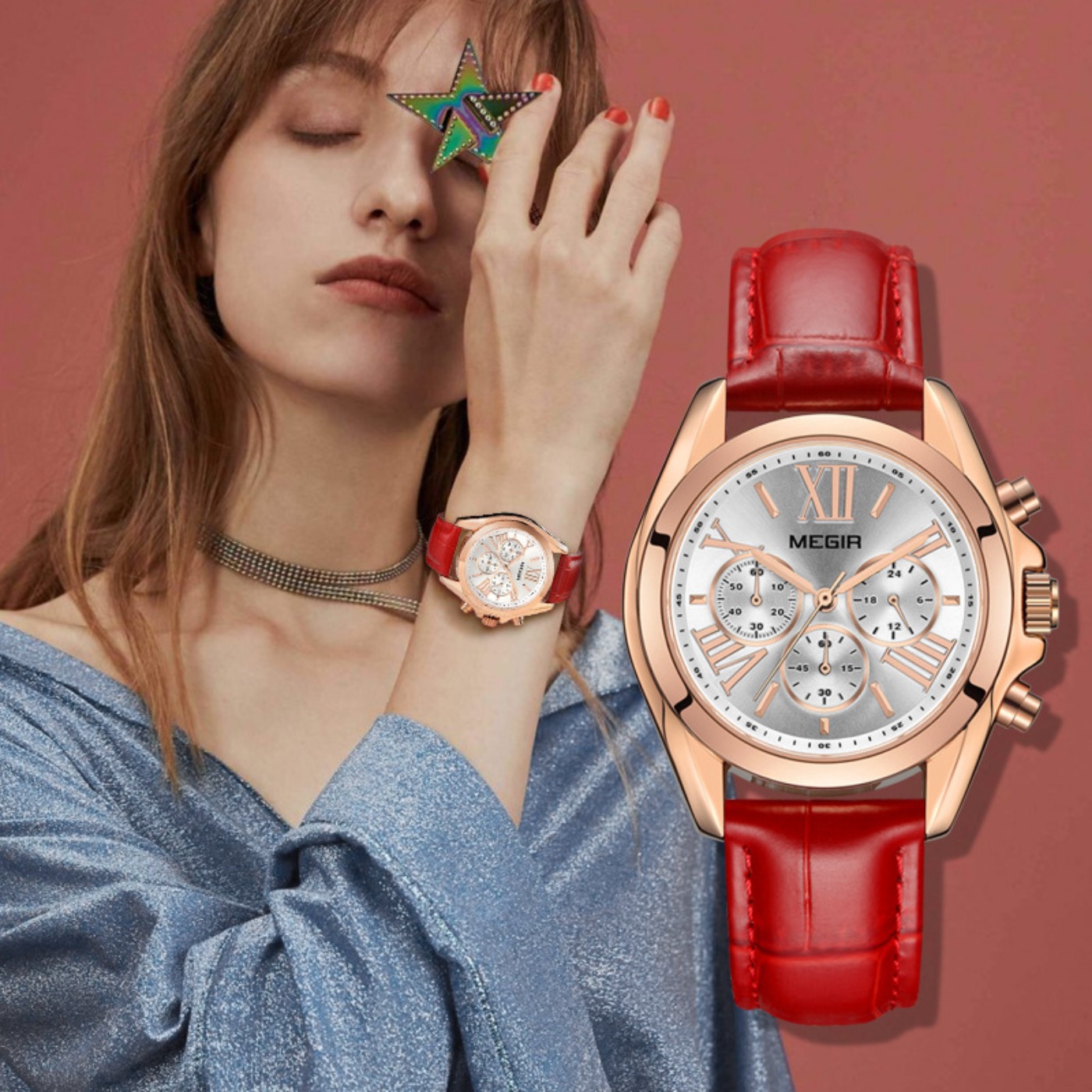 Luxury Watch - MEGIR New Luxury Leather Watch Women