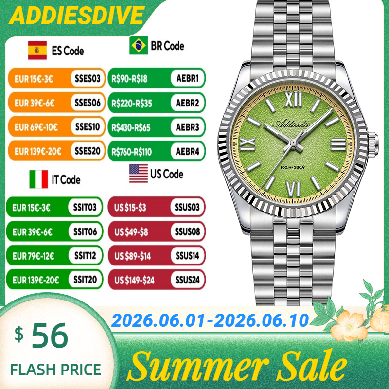 Luxury Watch - ADDIESDIVE Hight Quality Sapphire Glass 10Bar