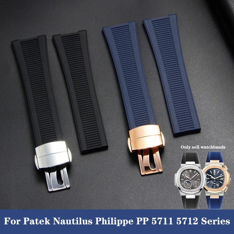 Luxury Watch Patek Philippe - 25mm*13mm Natural Rubber Concave Watch Strap