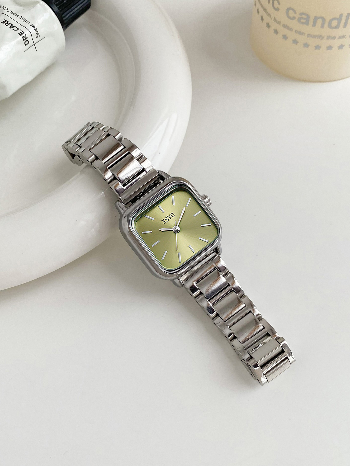 Elegant Square Women's Wristwa - Luxury Watch With Green Dial avaliação e preço