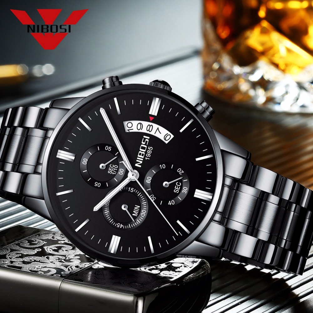 NIBOSI Stainless Steel Black Q - Luxury Watch Manufacturers avaliação e preço