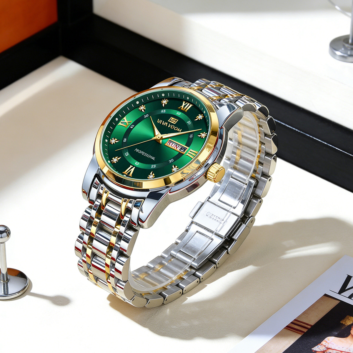 Luxury Rhinestone Gold Ring St - Luxury Watch With Green Dial avaliação e preço
