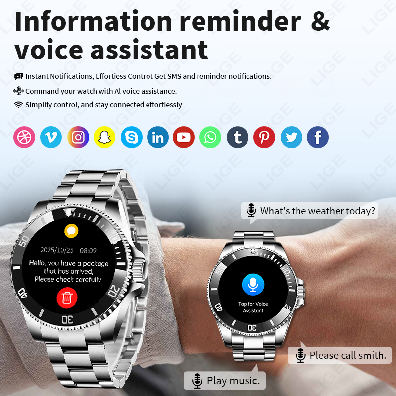 LIGE Business Smart Watch Men  - Luxury Watch Hd avaliação e preço