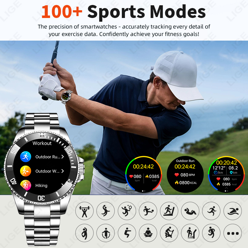 LIGE Business Smart Watch Men  - Luxury Watch Hd avaliação e preço