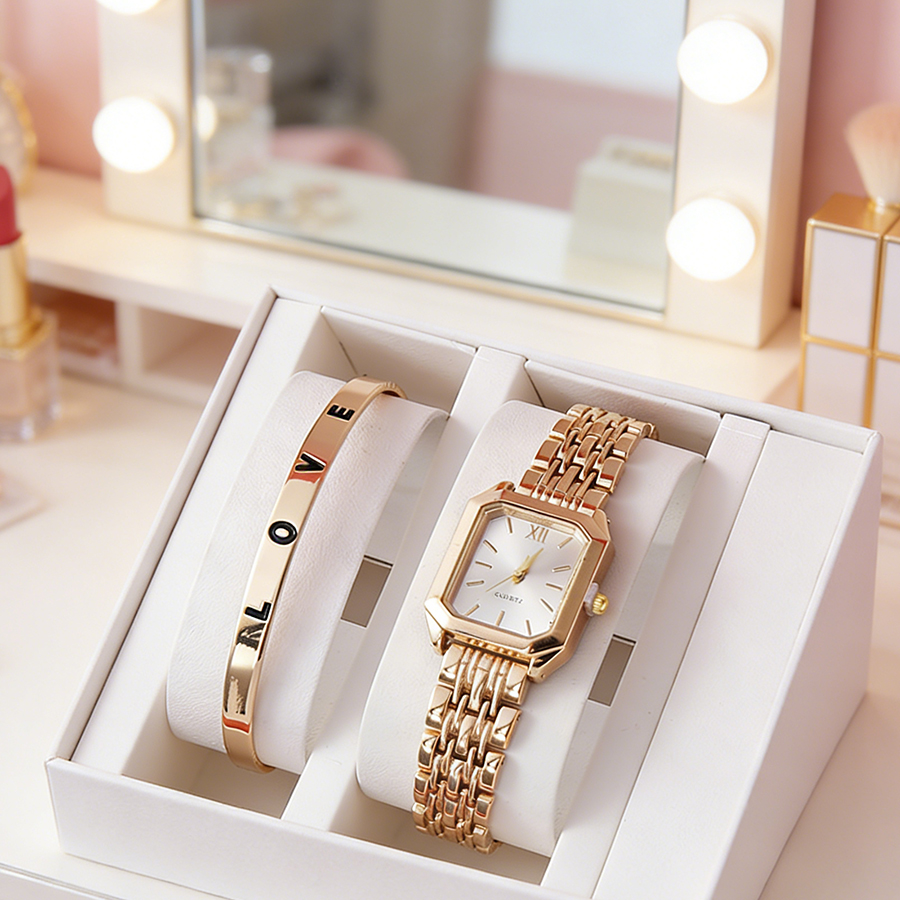 2PCS/set Luxury Women's Quartz - Lux Watch avaliação e preço