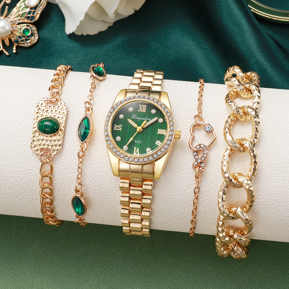 Luxury Two-Tone Green Dial Wat - Luxury Watch With Green Dial avaliação e preço