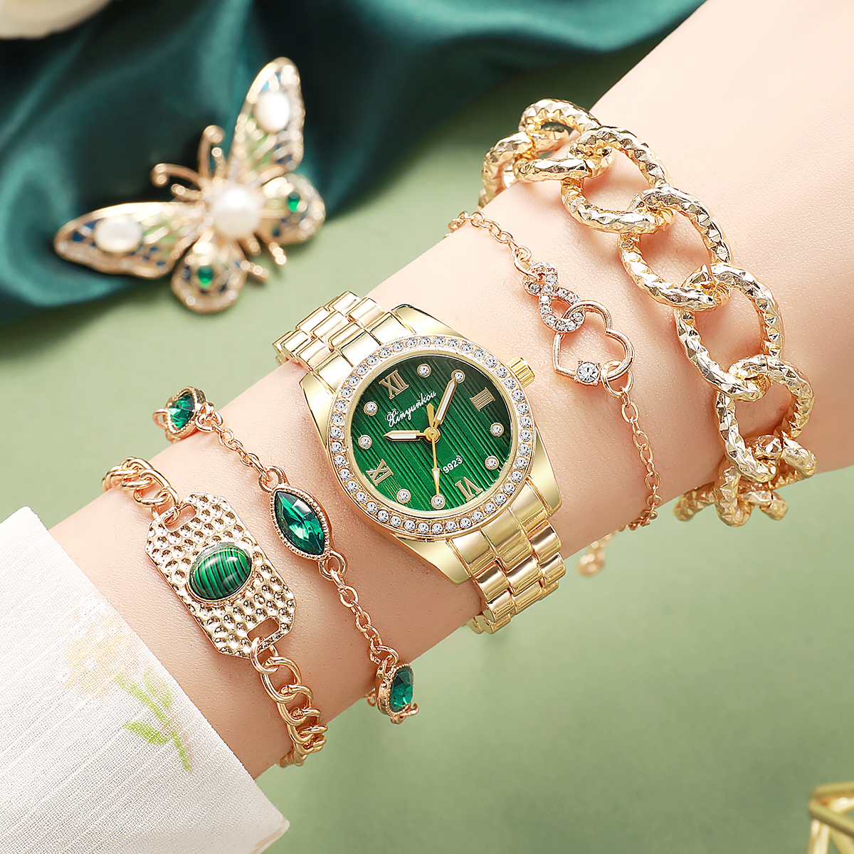 Luxury Two-Tone Green Dial Wat - Luxury Watch With Green Dial avaliação e preço
