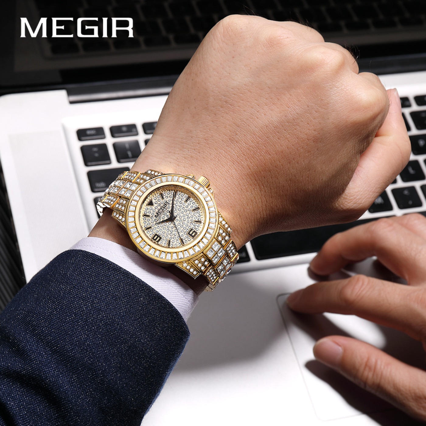 MEGIR Luxury Diamond Watches U - Luxury Watch Straps avaliação e preço