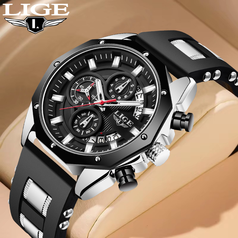LIGE Fashion Outdoor Quartz Ma - Luxury Watch Straps avaliação e preço