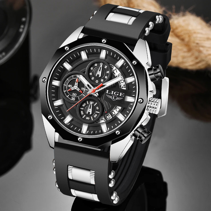 LIGE Fashion Outdoor Quartz Ma - Luxury Watch Straps avaliação e preço