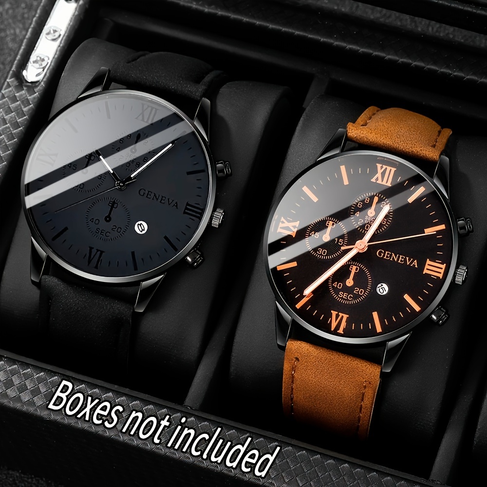 2pcs and 1pcs luxury men's lea - Luxury Watch Store avaliação e preço