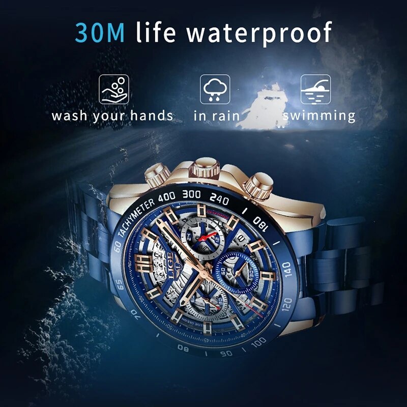 LIGE 2024 New Men Watch Top Br - Luxury Watch Manufacturers avaliação e preço
