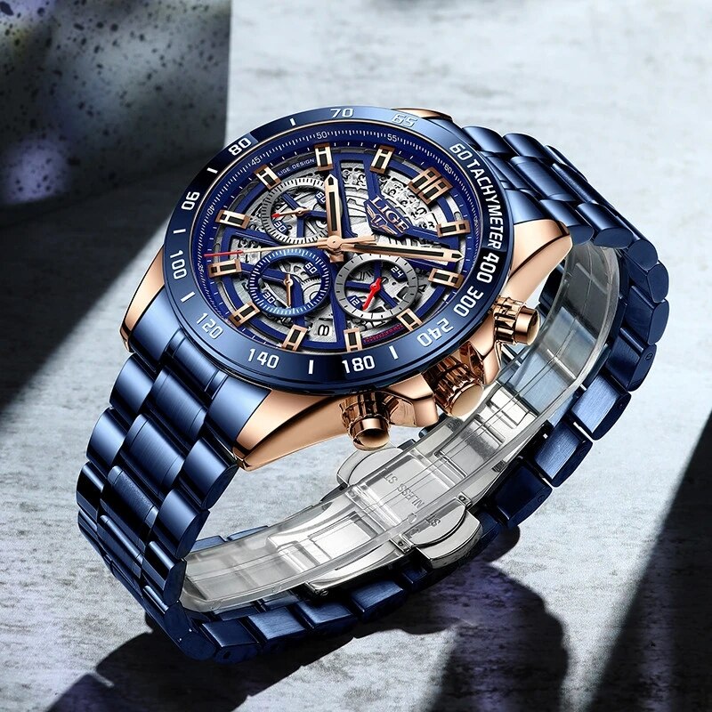 LIGE 2024 New Men Watch Top Br - Luxury Watch Manufacturers avaliação e preço