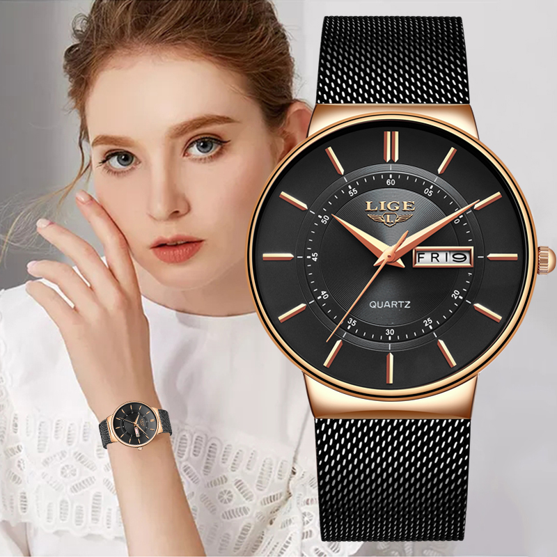 LIGE Women Watches Luxury Bran - Lux Watch avaliação e preço