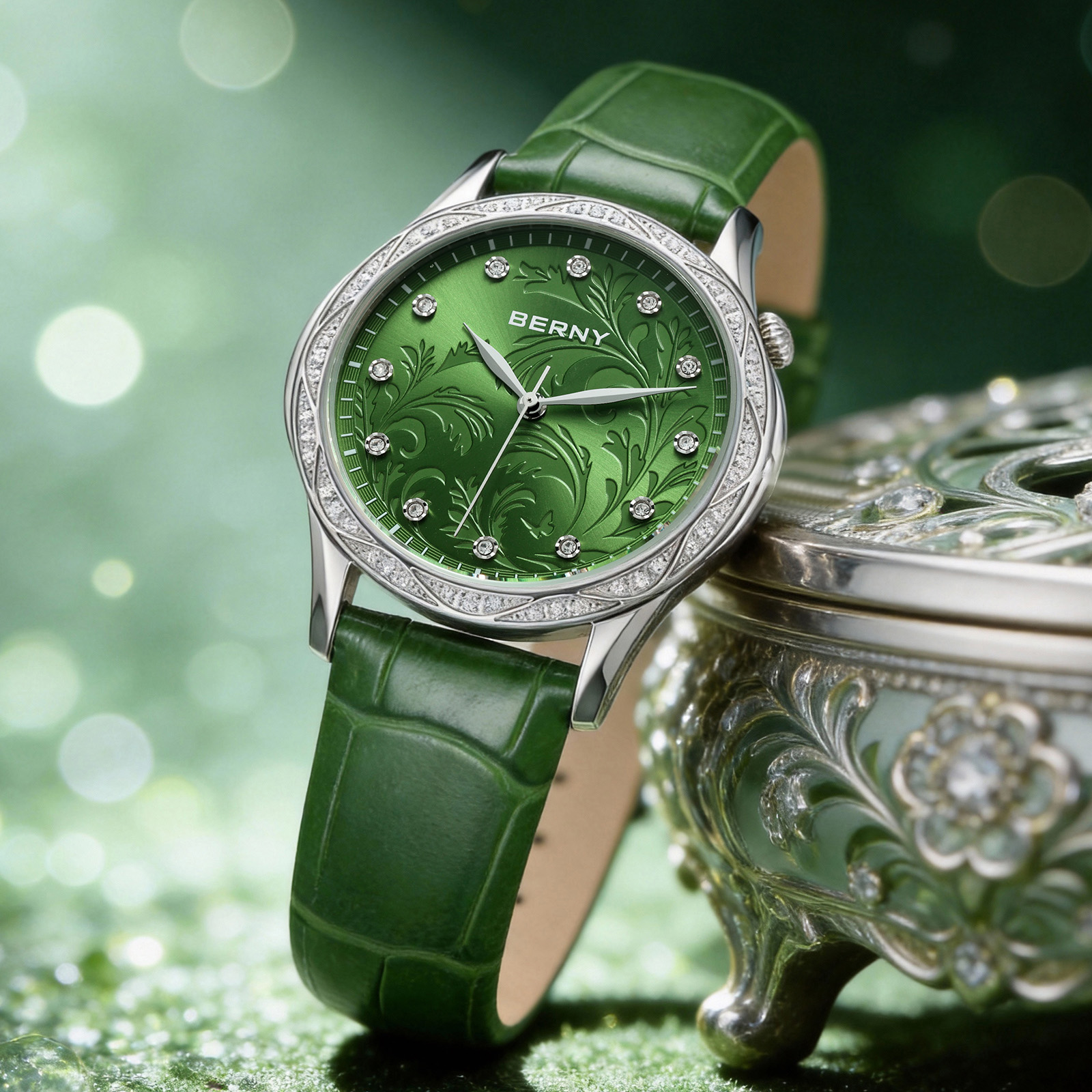 BERNY Women‘s Quartz Watch Gre - Luxury Watch With Green Dial avaliação e preço