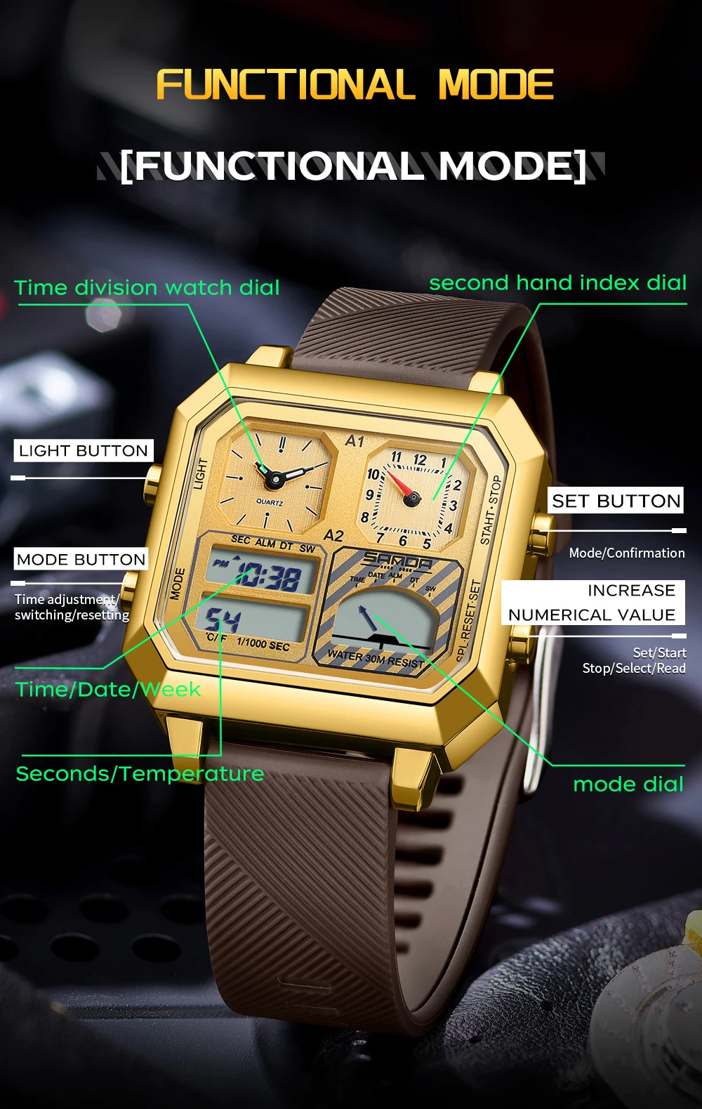 SANDA Top Brand 6210 Fashion M - Luxury Watch Store avaliação e preço
