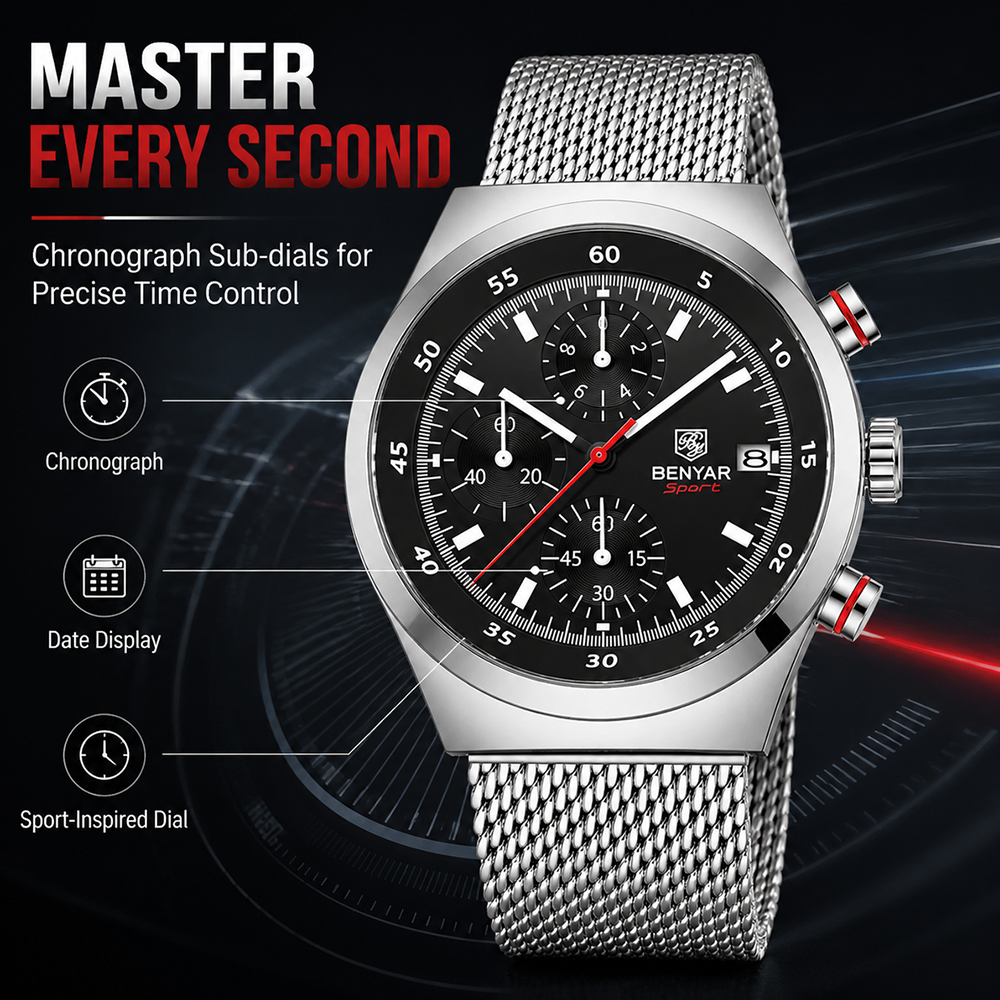 BENYAR Top Luxury Brand Men's  - Luxury Watch Straps avaliação e preço